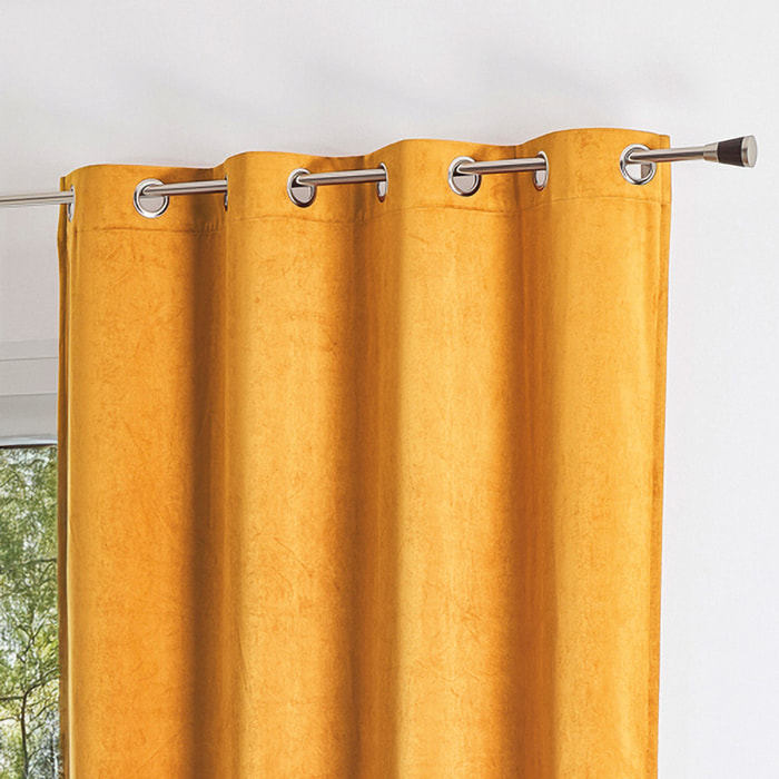 Rideau uni en suédine  - Effet daim et velours - Jaune Ocre