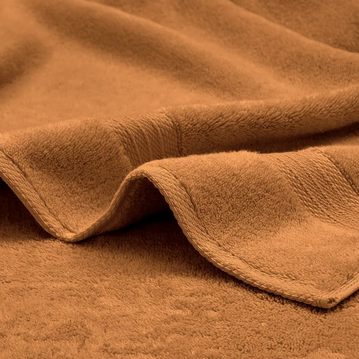 Serviette eponge pur coton 550 g/m² uni orange Elea rouille