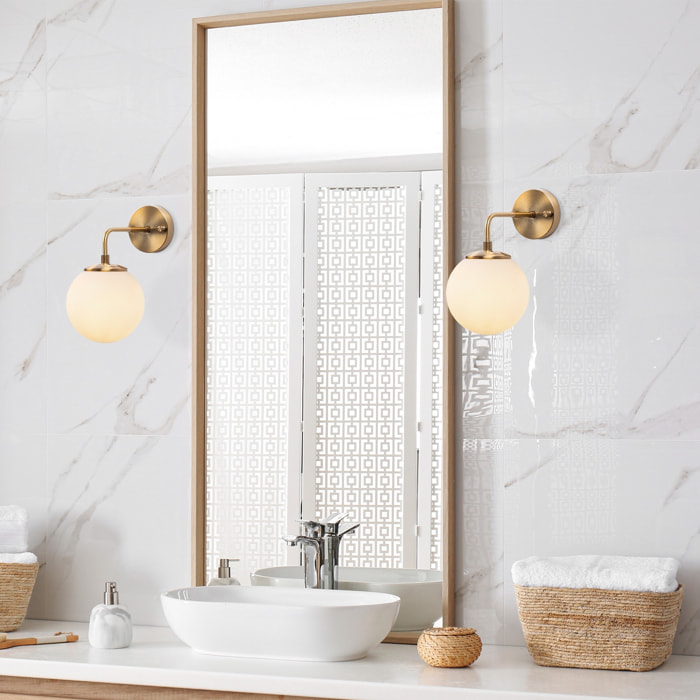 Aplique de pared pantalla blanca, metal , vintage, 15x27x25, casquillo E14 Max 40 W