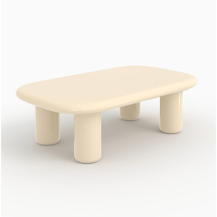 Table basse rectangulaire laquée blanche en MDF - Lolly