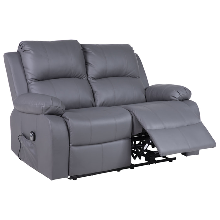 Armand - Canapé 2 places relax électrique en simili - Gris
