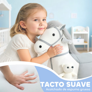 Caballito Eléctrico con Música, Batería 6V, Caballo de Juguete Eléctrico, Tacto Suave, Ruedas Silenciosas de PU, Marcha Adelante, Regalo para Niños y Niñas de 1,5 a 5 Años, Blanco