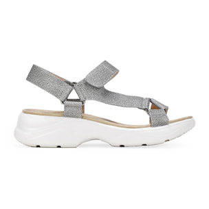 Sandalias deportivas plateadas con velcro