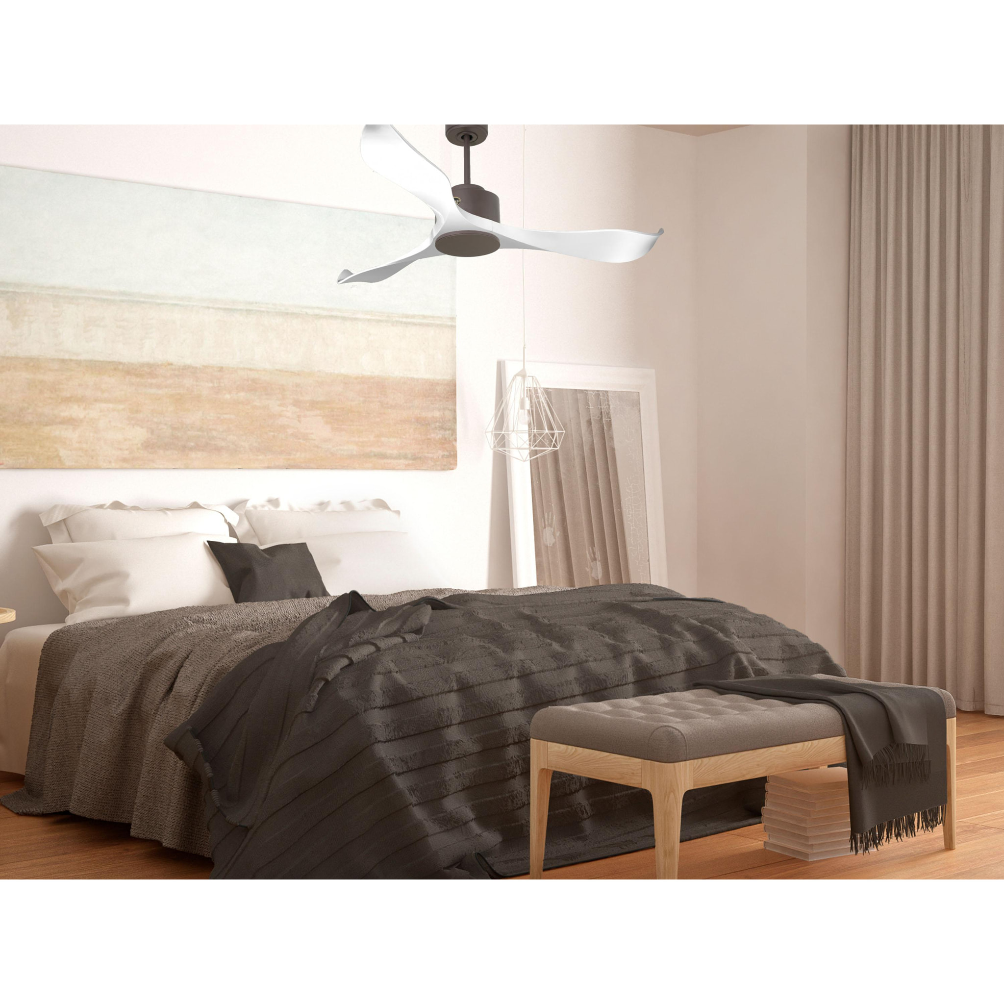Ventilateur de plafond Wifi Moteur à courant continu Télécommande Adaptateur 2/3 Lames Hypersilence Mémoire Shopify Vendible (AUTOMATIQUE) 40   W Chocolat