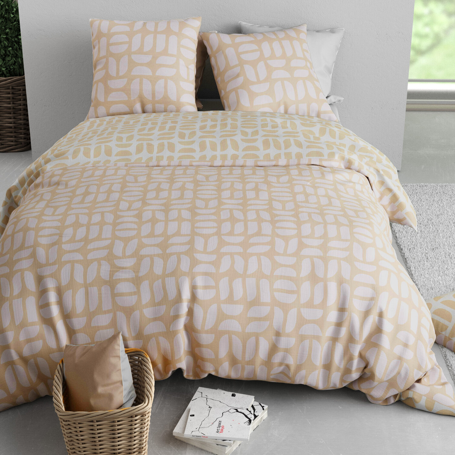 Parure housse de couette 3pcs polycoton romy