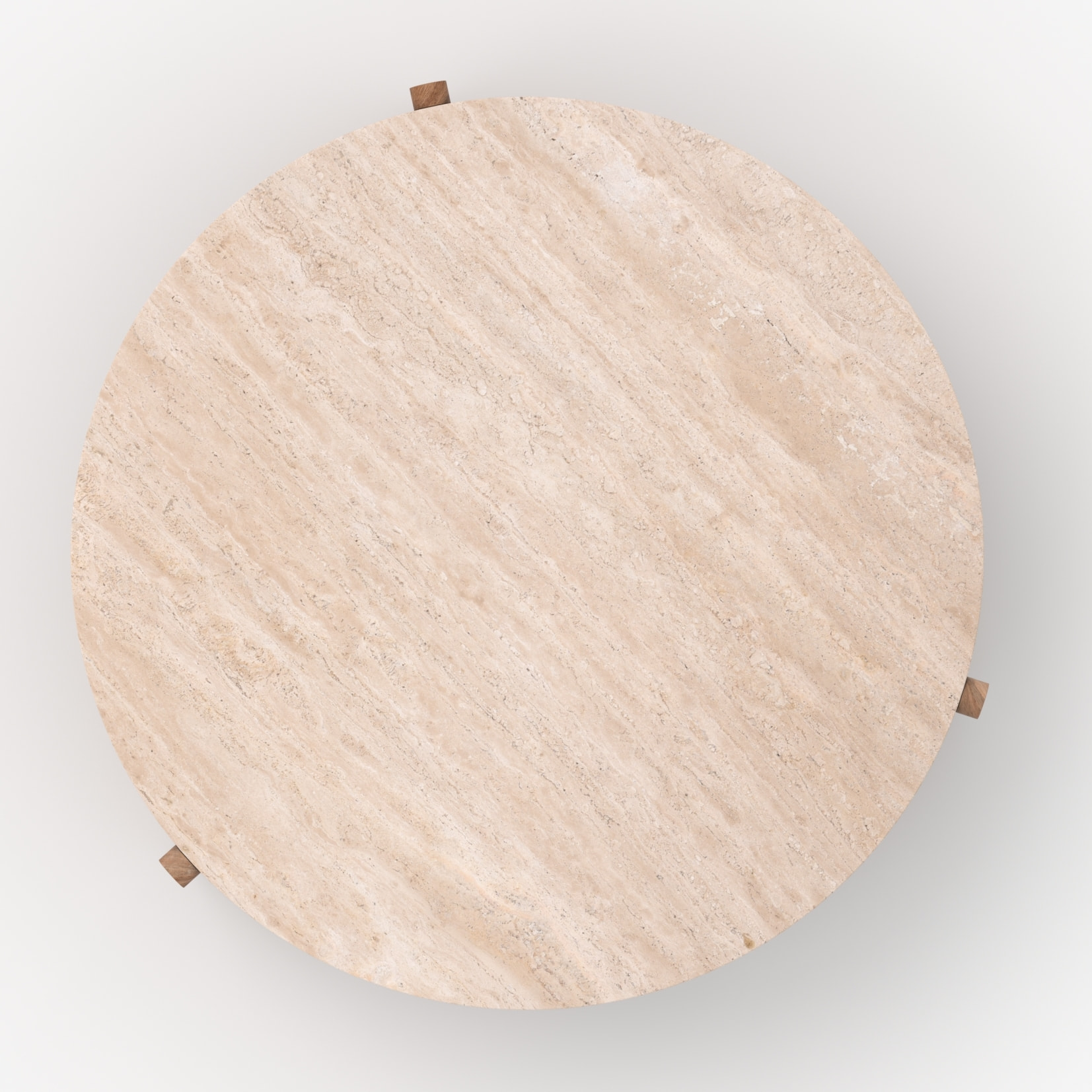 Table basse en travertin et bois D85 cm - Sierra