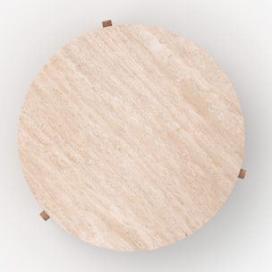 Table basse en travertin et bois D85 cm - Sierra