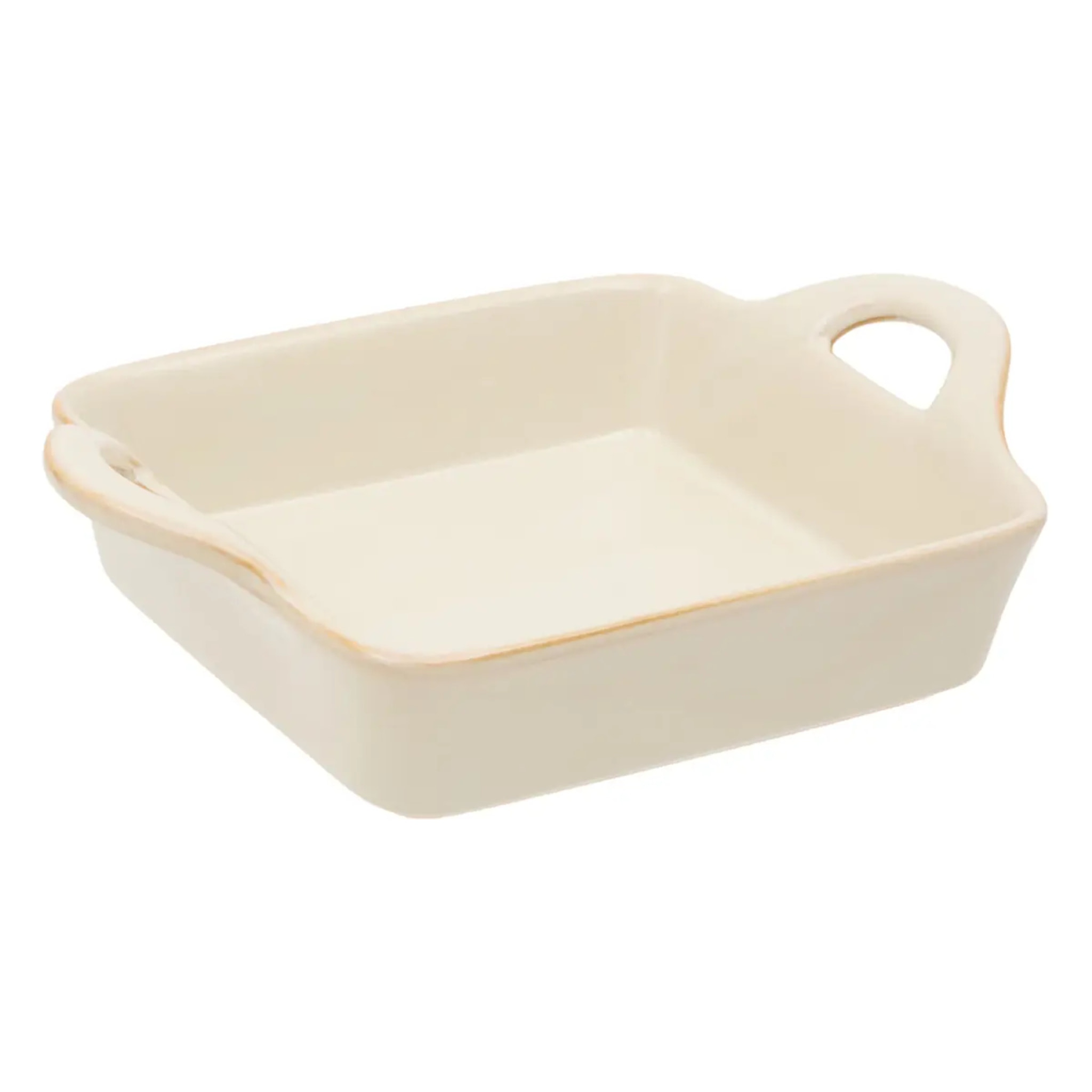 Plat carré en céramique Terre Inconnue 18x18cm beige