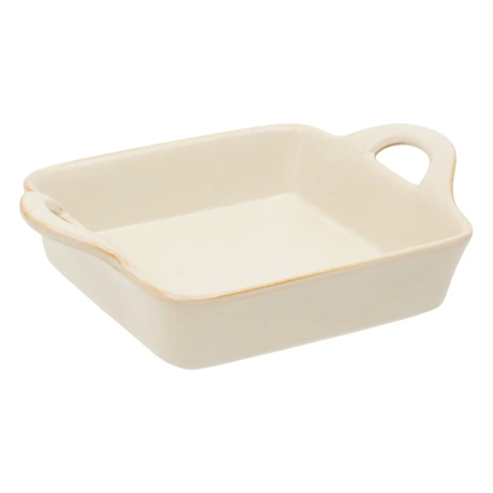 Plat carré en céramique Terre Inconnue 18x18cm beige
