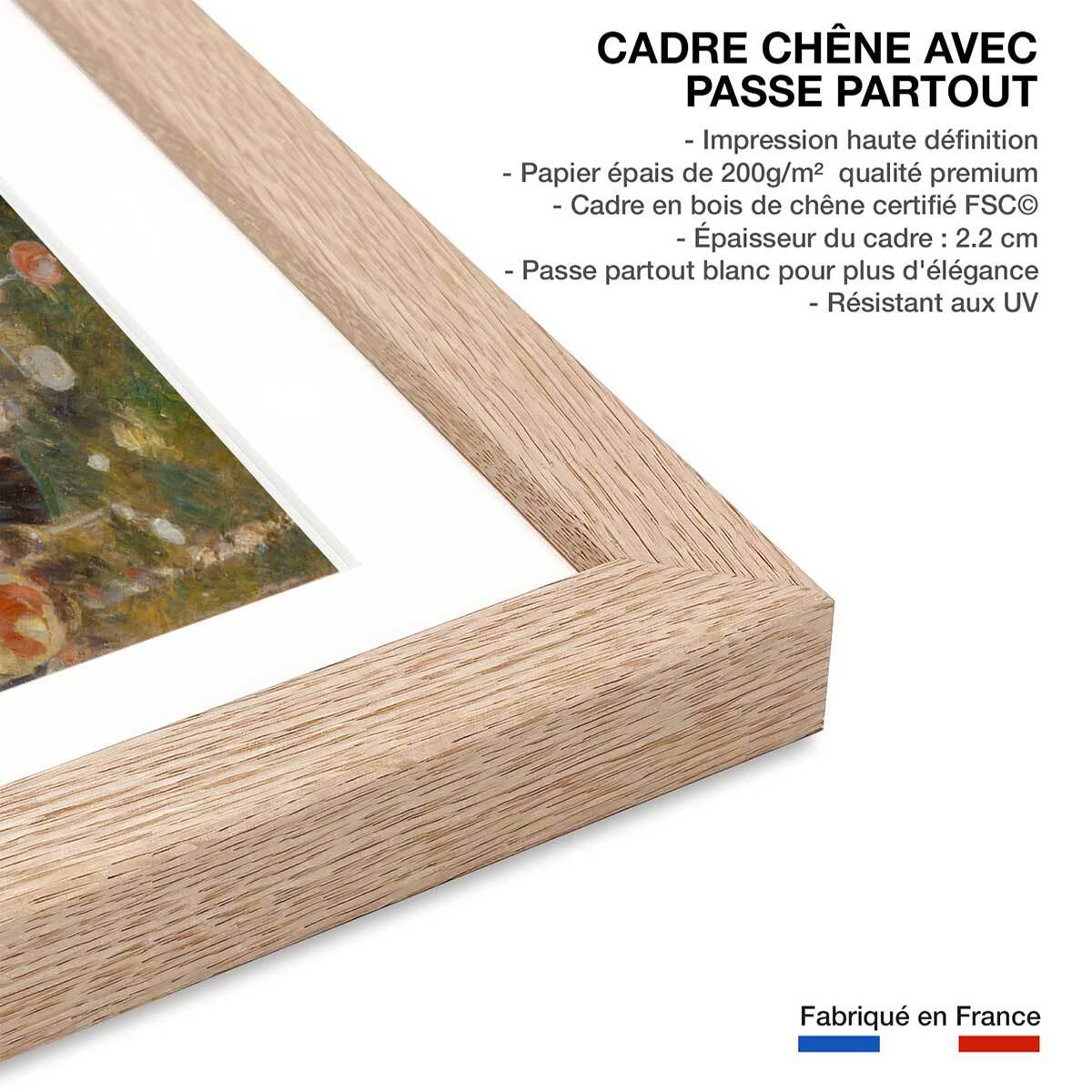 Poster Bal du moulin de la galette - Auguste Renoir Affiche + cadre en bois - Chêne