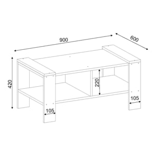 Mesa auxiliar,100% tablero de aglomerado rechapado en melamina, color blanco

nogal