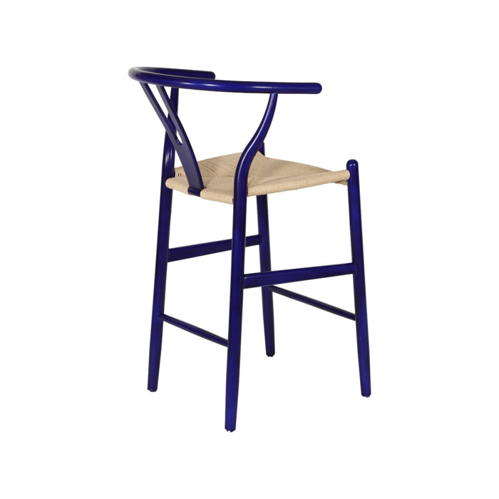 Tabouret de bar vintage bois de hêtre et cordes (lot de 2) CECILE