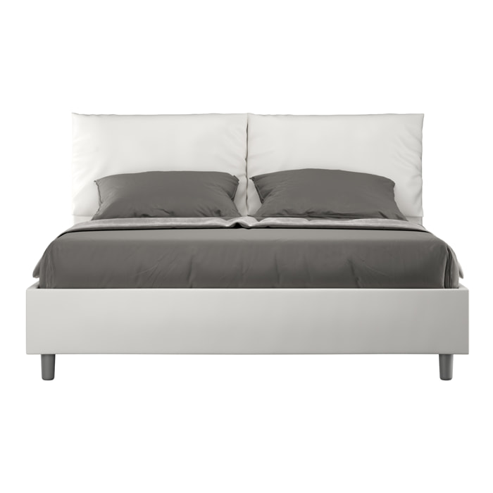 Letto matrimoniale senza rete imbottito 160x210 similpelle bianco Antea