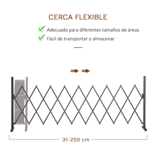 Valla de Jardín Exterior de Aleación de Aluminio Puerta de Jardín Exterior Extensible Valla Metálica para Decoración Terraza Patio 250x31x103,5 cm Café Oscuro