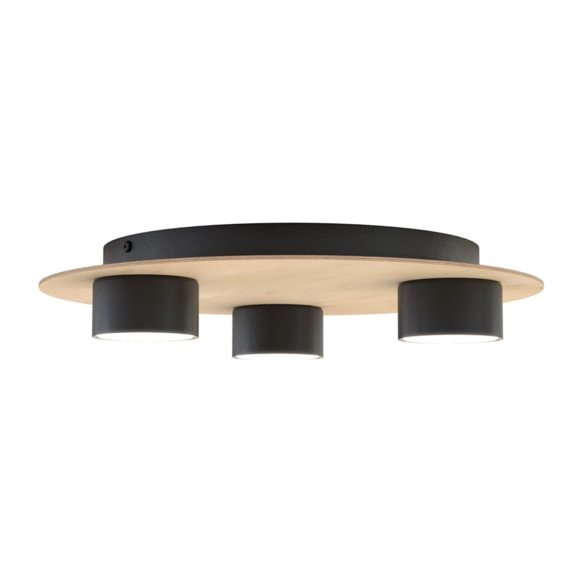 Lampada da soffitto Pixo in acciaio nero e legno naturale