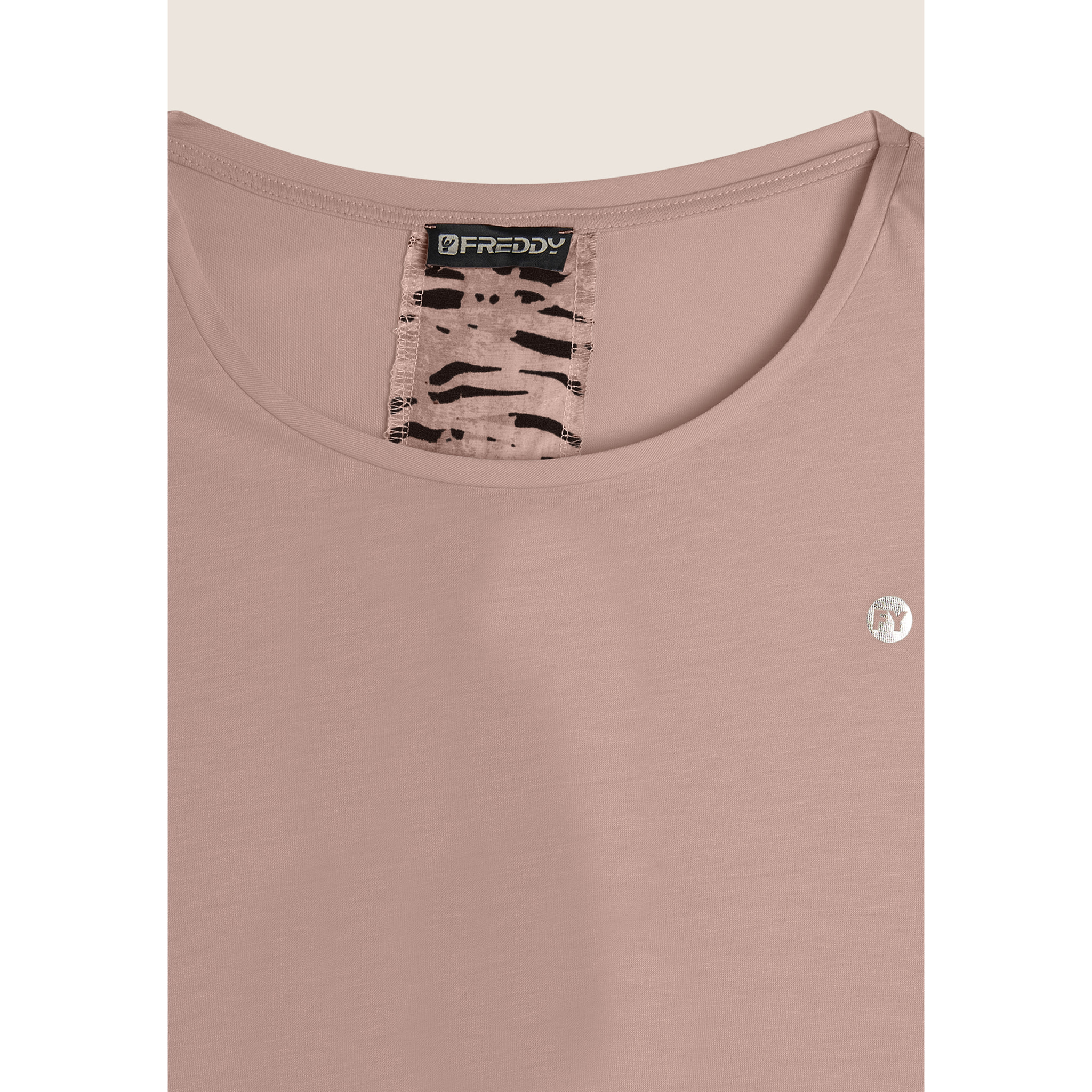 T-shirt maniche a kimono con stampa fantasia sul retro