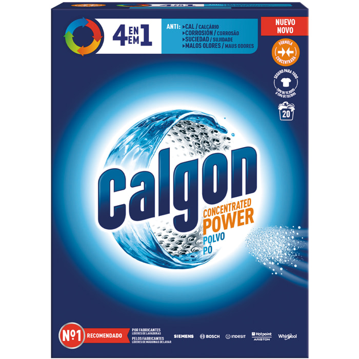 Calgon - Antical para la Lavadora, Elimina Olores y Suciedad, en Formato polvo,2x 500g