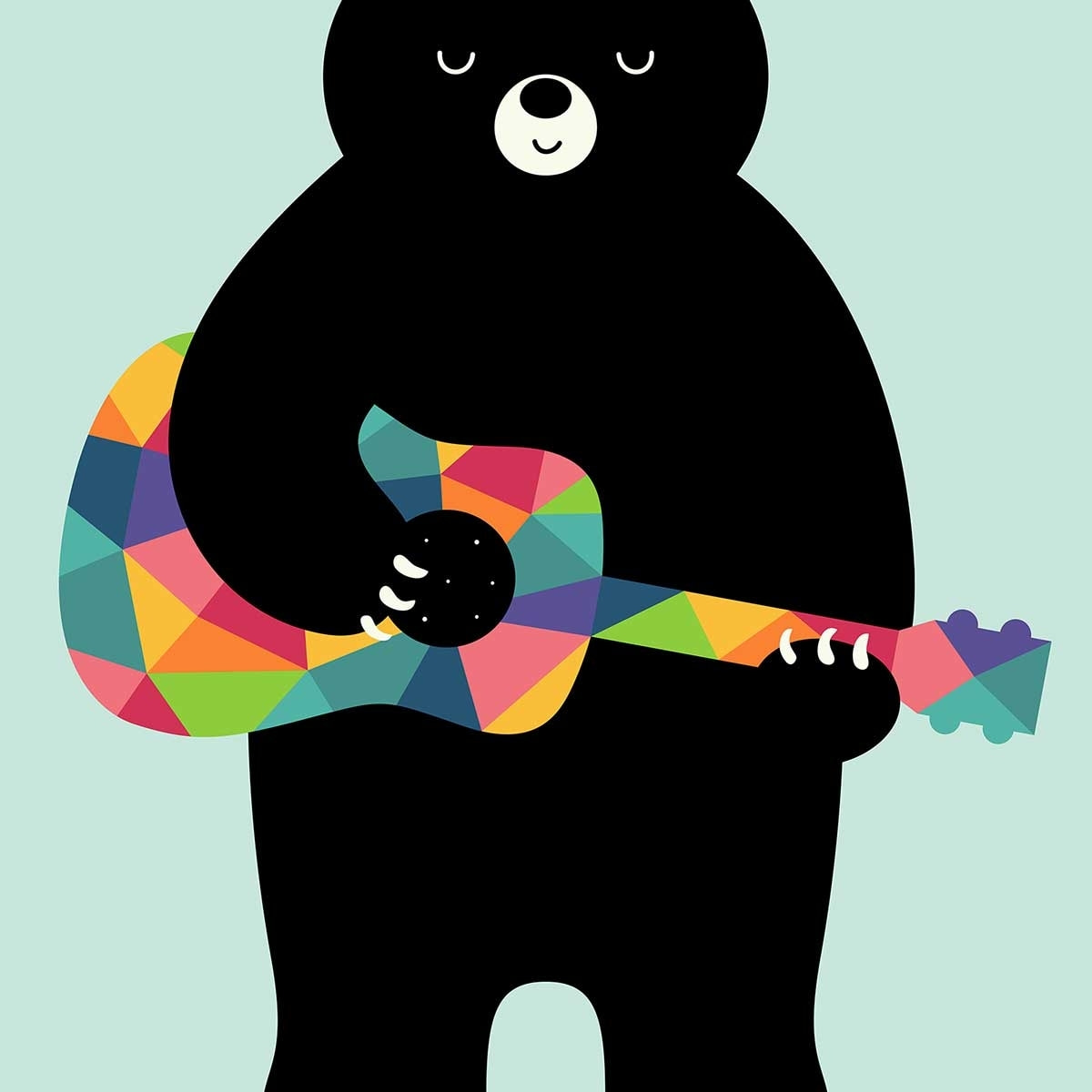 Affiche  rock and roll bear Affiche + cadre en bois - Noir