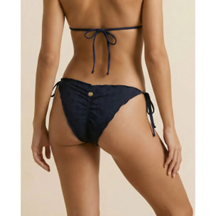 Braga de bikini con lazada ajustable y tejido perforado