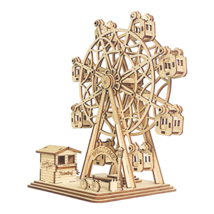 Maqueta de Madera 3D, con movimiento mecánico diseño de Noria Feliz. 117 piezas.