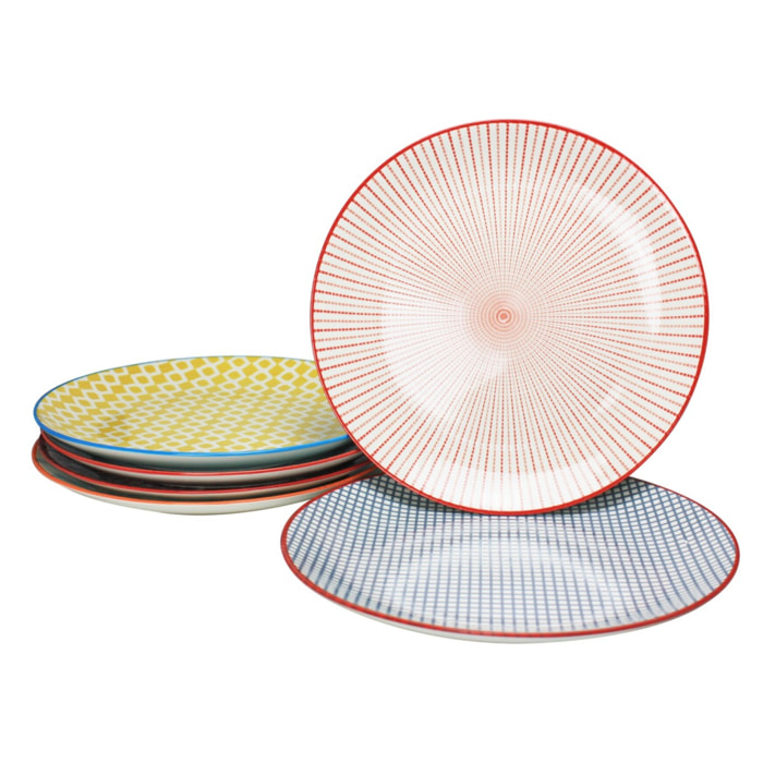 Lot de 6 grandes assiettes design 1, SABAE