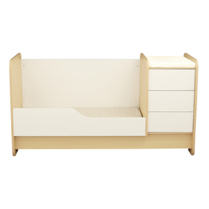 Lit combiné 140x70 évolutif en 90x190 avec commode à langer 3 tiroirs