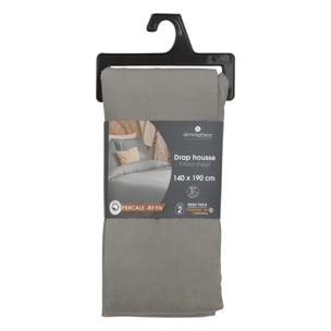 Drap-housse percale gris 90x190cm