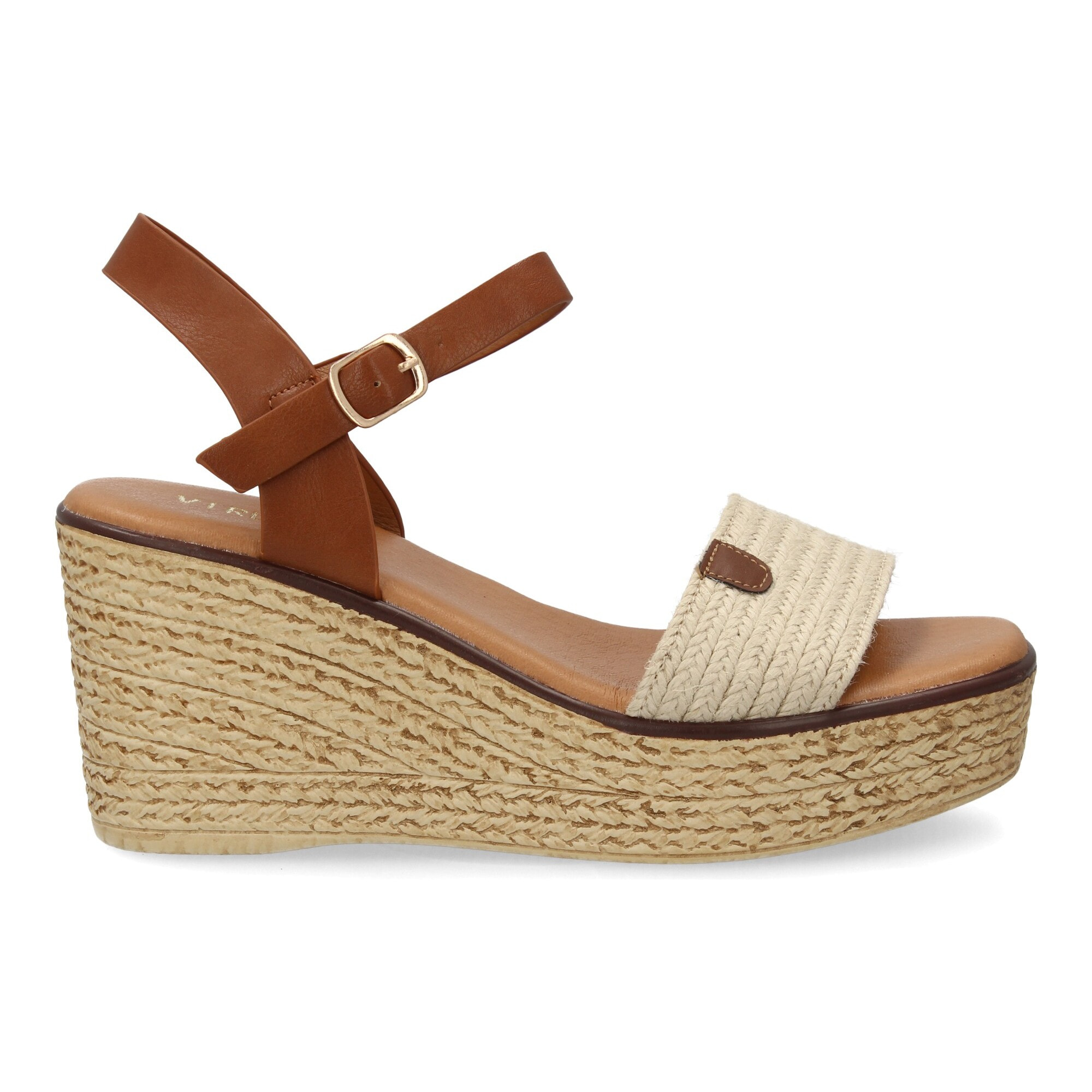 Sandalia cuña mujer elegante verano, tira de yute.
