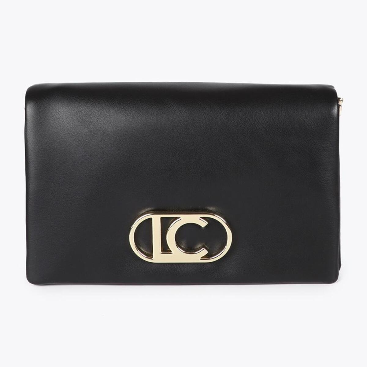 Tracolla effetto pelle con tre scomparti e patta