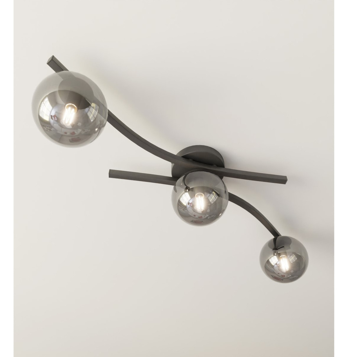 Lampada a sospensione Opus in acciaio nero e vetro grafite