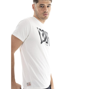 Camiseta básica de algodón elástico de manga corta con logo Leone 1947
