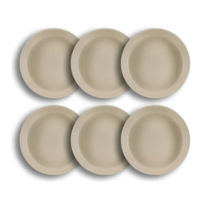 Lot de 6 assiettes creuses beige en grès 20,5cm ARITA