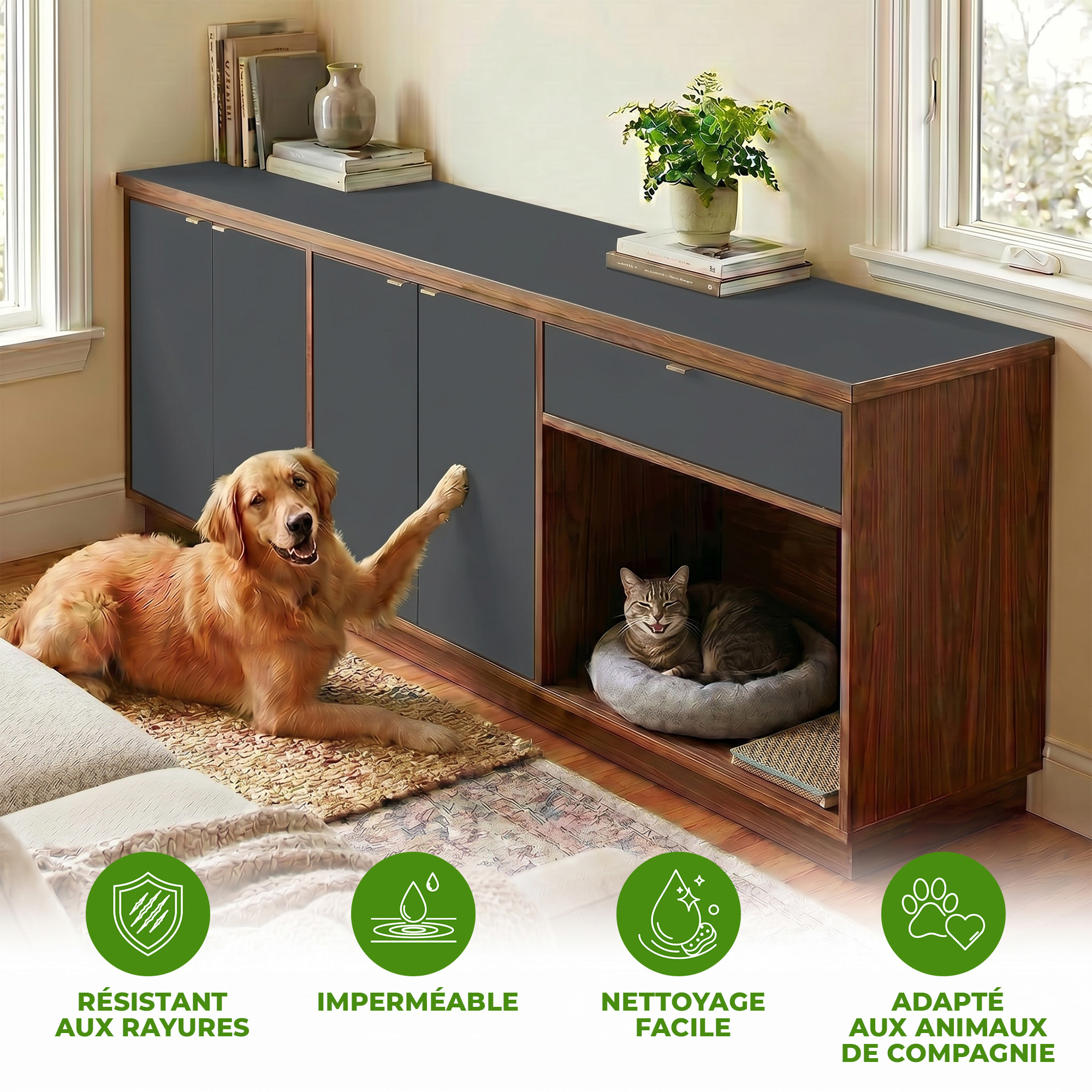 Rouleau adhésif décoratif Vinyle au Mètre - Gris tempete - Sticker Lavable Imperméable Mur Cuisine Meubles