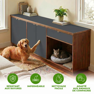 Rouleau adhésif décoratif Vinyle au Mètre - Gris tempete - Sticker Lavable Imperméable Mur Cuisine Meubles