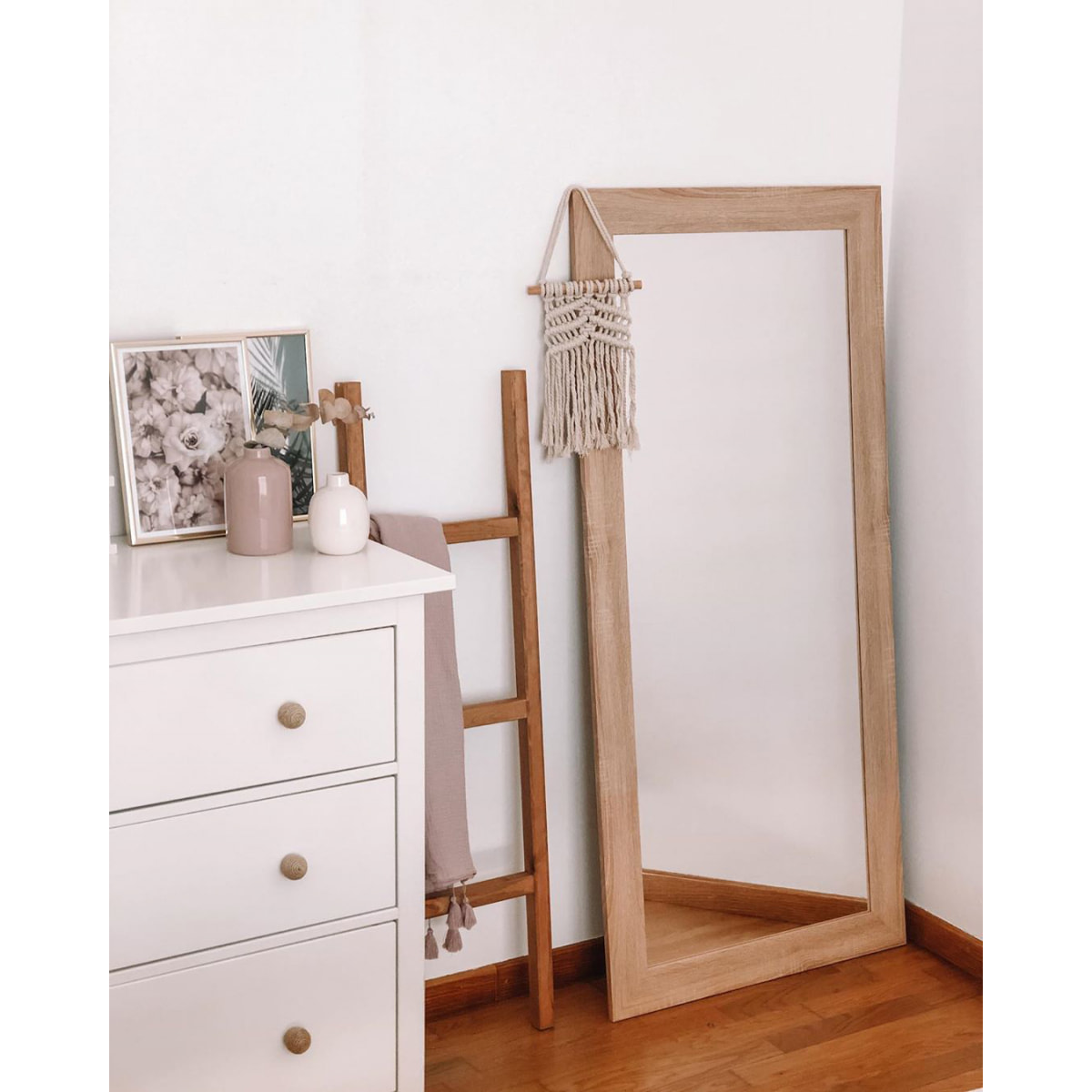 Miroir effet bois de chêne foncé en différentes tailles