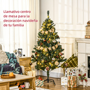 Árbol de Navidad Artificial 150 cm con 100 Luces LED con 8 Modos de Iluminación Árbol de Navideño con 472 Ramas y 80 Decoraciones Árbol Automático Acero Ø91x150 cm Verde