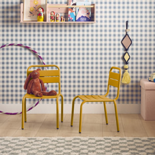 Lot de 2 chaises en métal jaune pour enfant. salon de jardin enfant