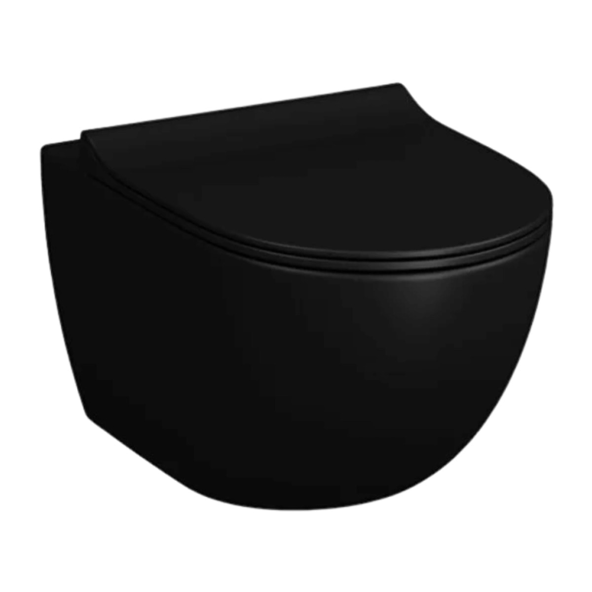 Cuvette suspendue sans bride Sento noir mat + abattant frein de chute déclipsable