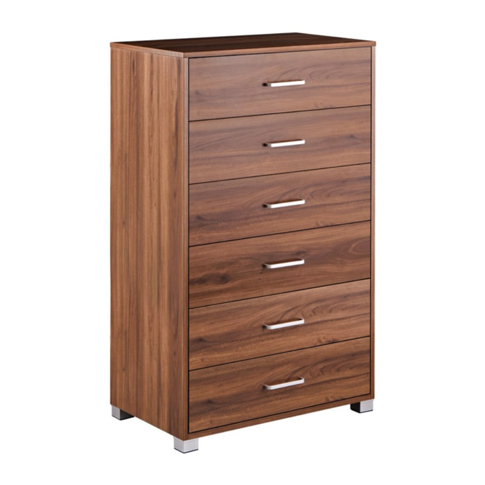 Mobile cassettiera 6 cassetti color noce 68X40X115 cm - Nancy