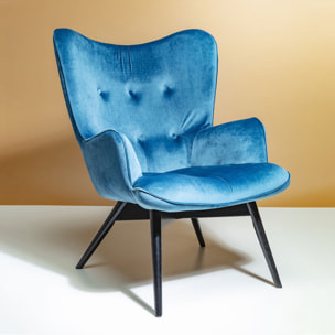 Fauteuil Vicky velours bleu pétrole Kare Design