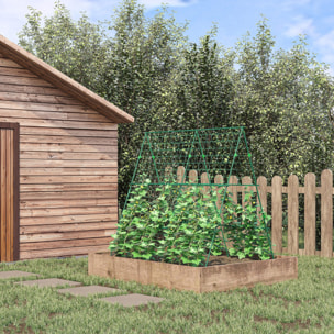 Enrejado de Jardín Triángulo Soporte para Plantas Trepadoras con Marco de Acero para Frutas Verduras Flores Decoración Exterior Patio Terraza 180x100x180 cm Verde