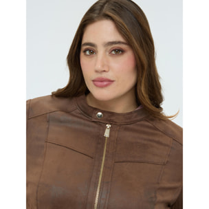 Fiorella Rubino - Giacca biker soft touch - Marrone