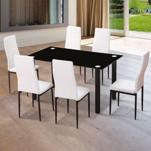 Pack 6 sillas de comedor símil piel Emi Blanco - Negro