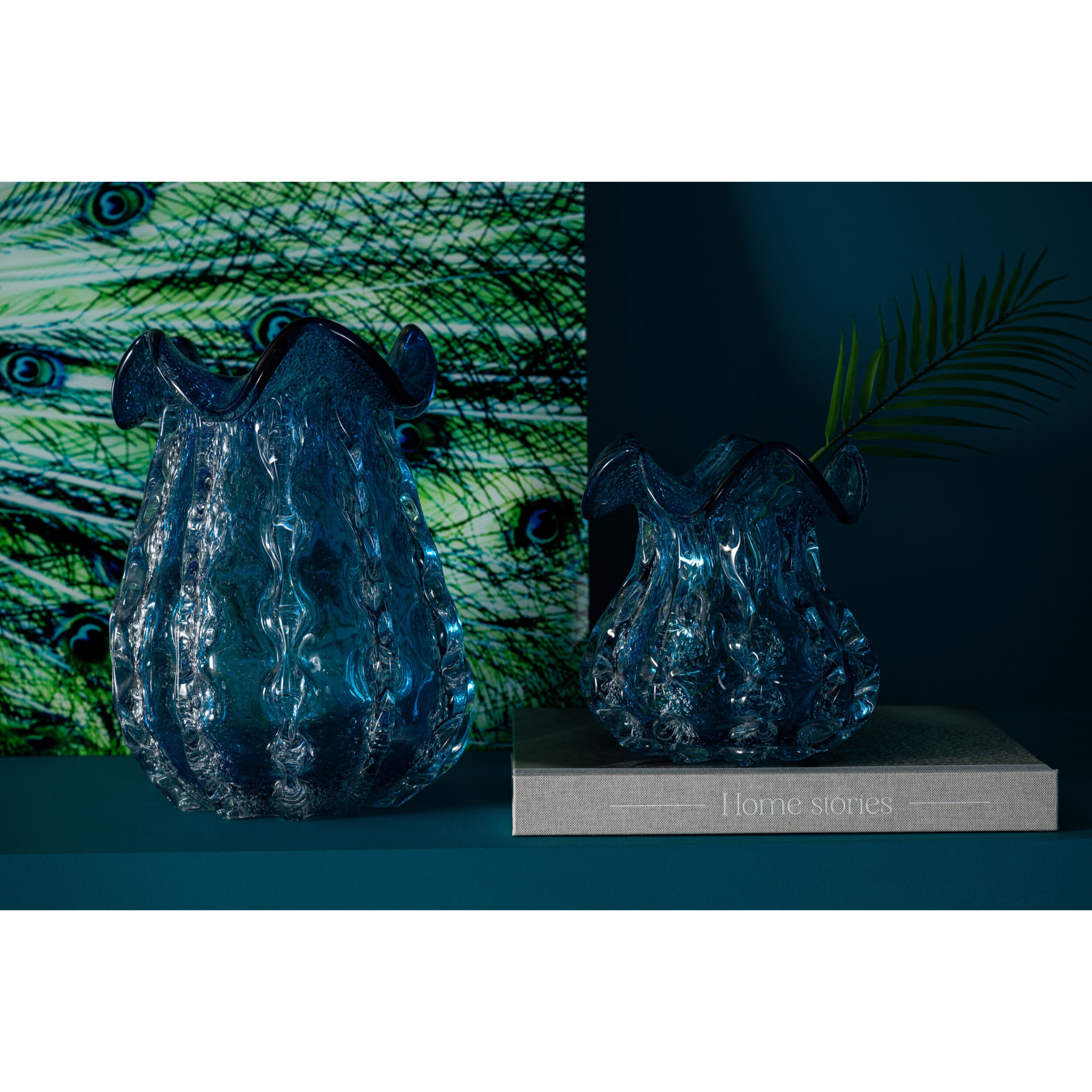 J-Line Vase Ralph - verre - bleu - large
