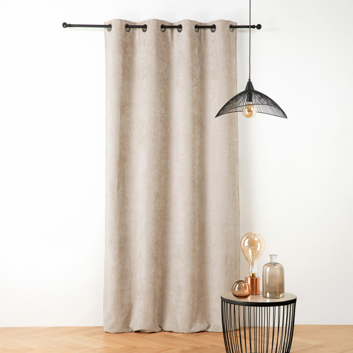 Rideau thermique et phonique velours chenille - Blanc cassé