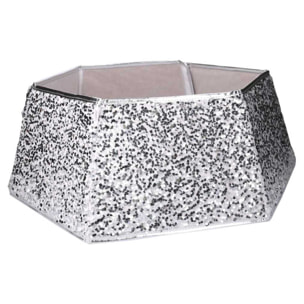 Copri base per albero di natale in tessuto pieghevole argento double face esagonale cmø68h25