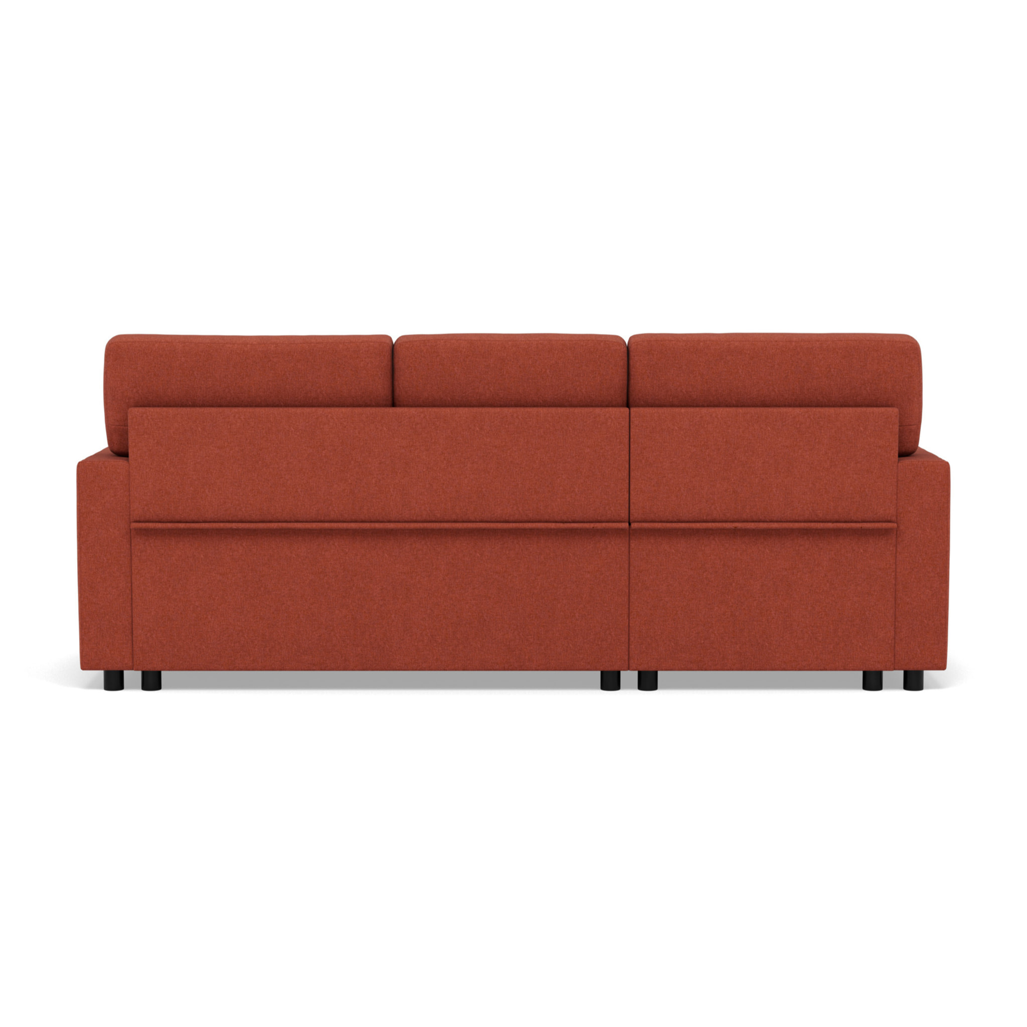 Meiya - canapé d'angle réversible 4 places convertible avec coffre en tissu - Terracotta