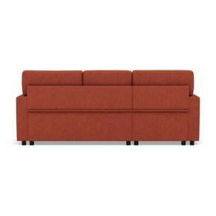 Meiya - canapé d'angle réversible 4 places convertible avec coffre en tissu - Terracotta