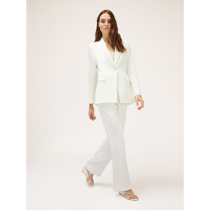 Motivi - Chaqueta de traje de botonadura simple en crepé - Blanco