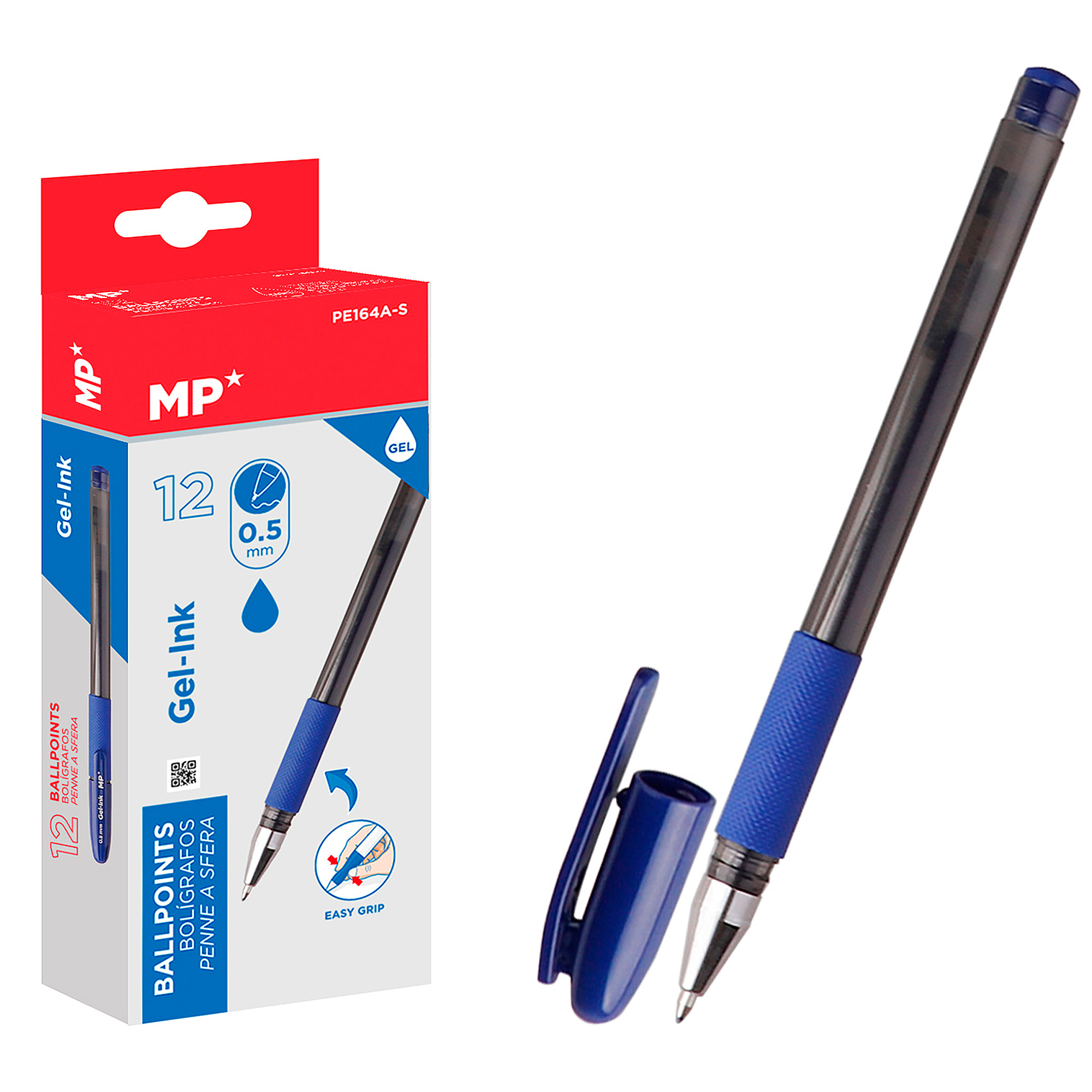 PACK 12 BOLÍGRAFOS DE TINTA DE GEL AZUL PUNTA 0.5 mm